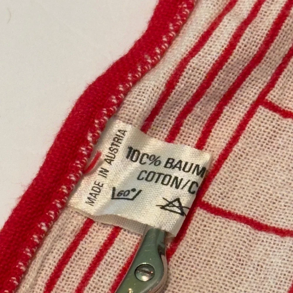 Vintage Tiroler Webkunst Red Farm Animal Cotton Half Apron Made in Austria